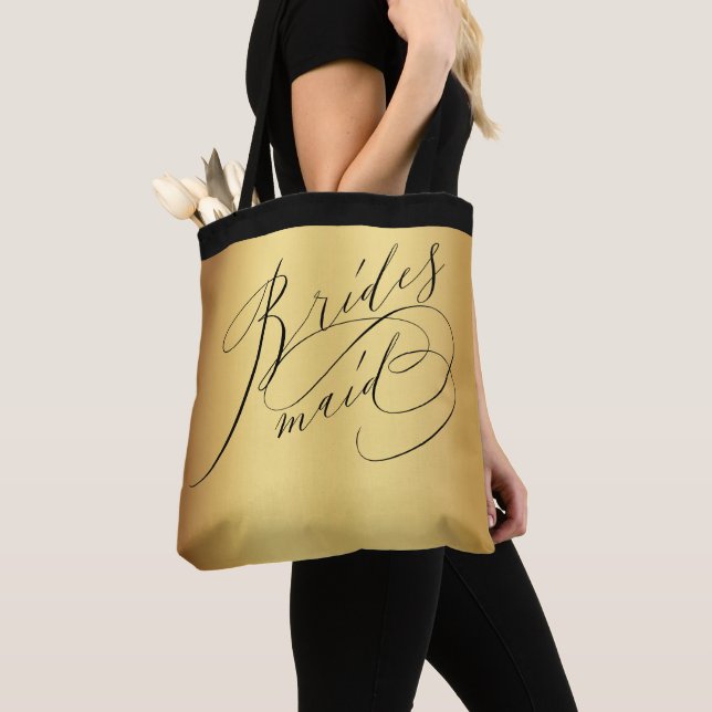 Elegant Gold Black Script Bridesmaid Tasche (Von Nahem)