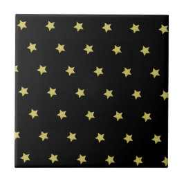 Elegant Gold & Black Star Pattern  Fliese
