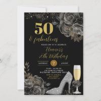 Elegant Gold Black Stiletto Frau Birthday