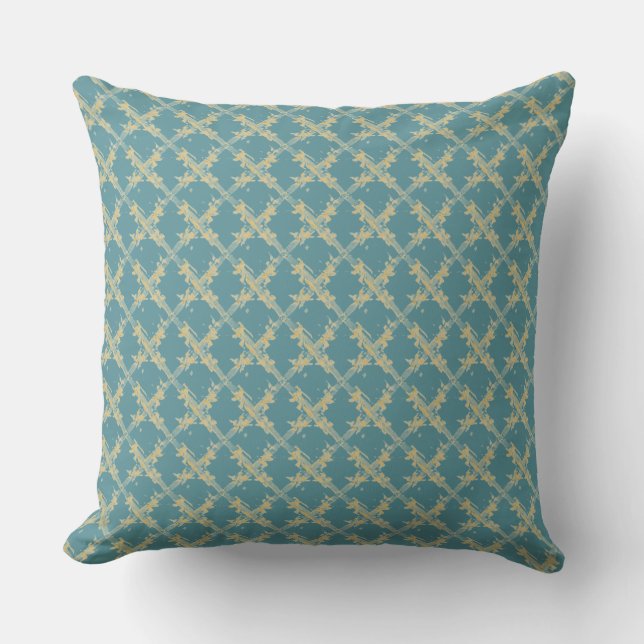 Elegant,Gold Blue Lattice Pattern Kissen (Vorderseite)