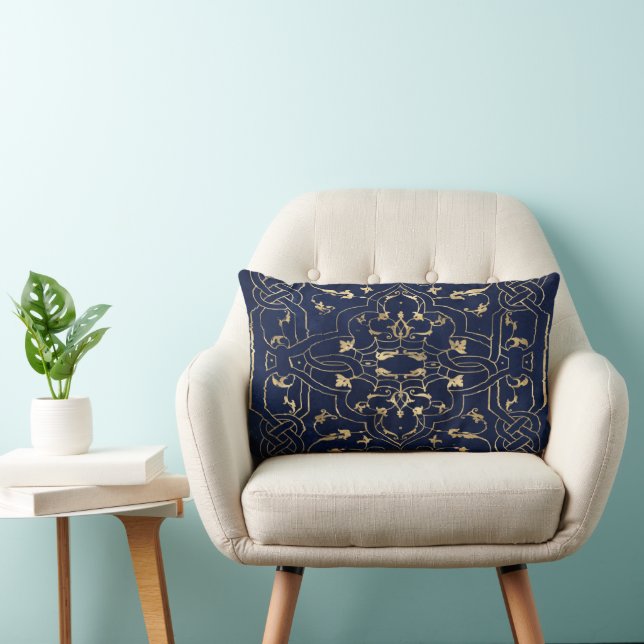 Elegant Gold Blue Lendenkissen (Stuhl )