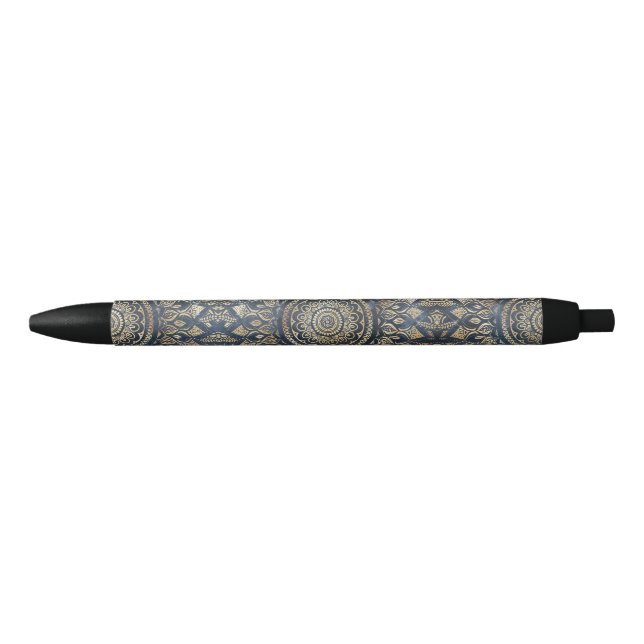 Elegant Gold Blue Mandala Floral Kugelschreiber (Vorderseite)