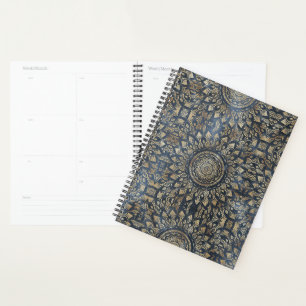 Elegant Gold Blue Mandala Floral Planer