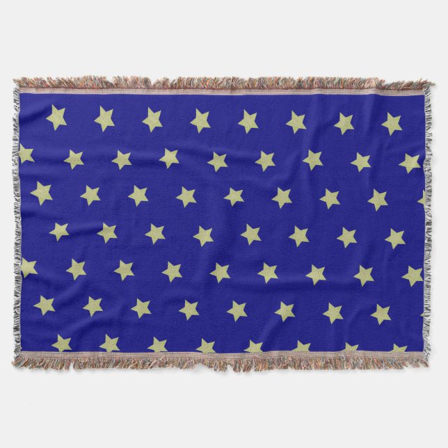 Elegant Gold & Blue Star Pattern  Decke (Vorderseite)