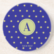 Elegant Gold & Blue Star Pattern Monogram