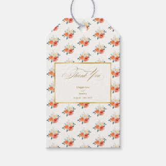 Elegant Gold Blush Floral Wedding Vielen Dank Geschenkanhänger
