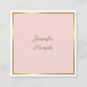 Elegant Gold Blush Pink Kalligrafie Script Luxus Quadratische Visitenkarte