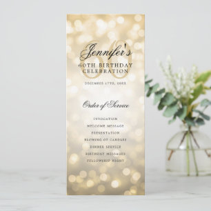 Elégant Gold Bokeh 60th Birthday Programme avec me