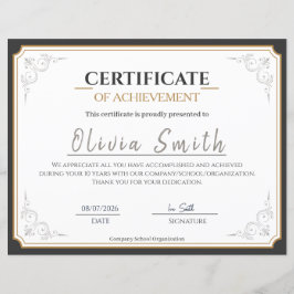 Elegant Gold Border Certificate of Achievement