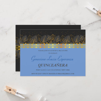 Elegant Gold Border Quinceñera Einladung