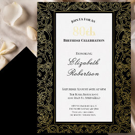 Elegant Gold Border Women's 80th Birthday Gold Folieneinladung