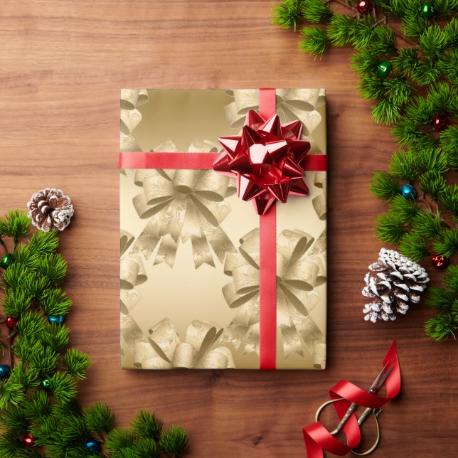 Elegant Gold Bows Glam Weihnachten Geschenkpapier (Feiertagsgeschenk)