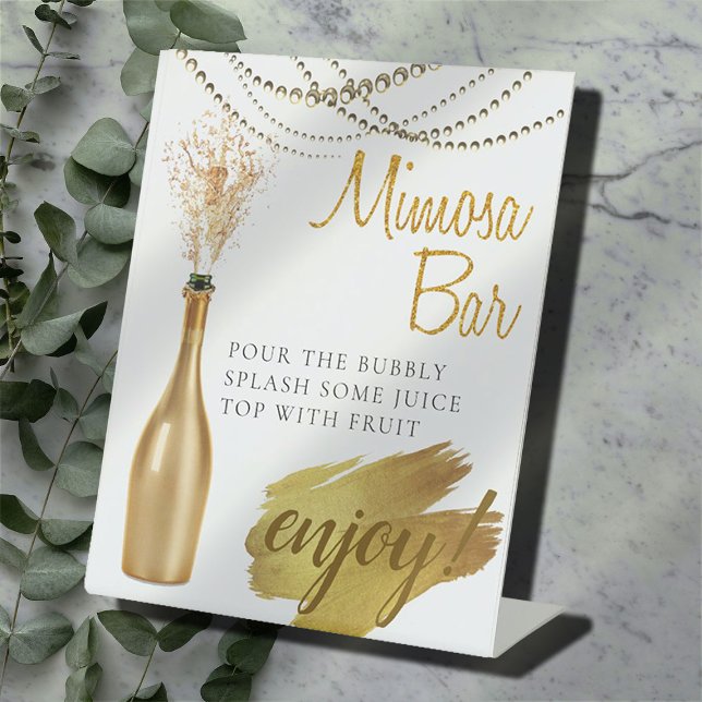 Elegant Gold Bridal Brunch Mimosa Bar Sockelschild (Von Creator hochgeladen)