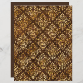 Elegant Gold Brown Damask Pattern Papier à rebut