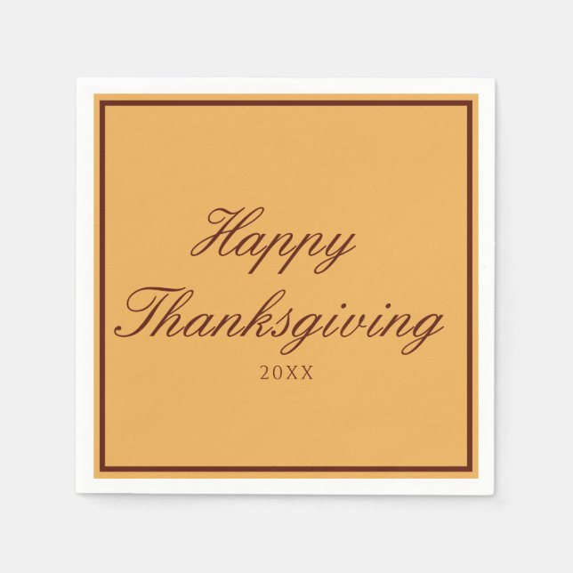 Elegant Gold Brown Happy Thanksgiving Serviette (Vorderseite)