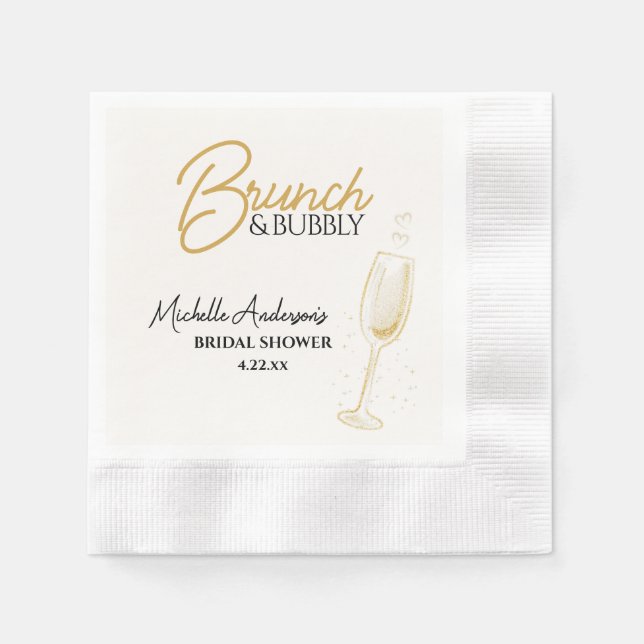 Elegant Gold Brunch & Bubbly Bridal Shower  Serviette (Vorderseite)