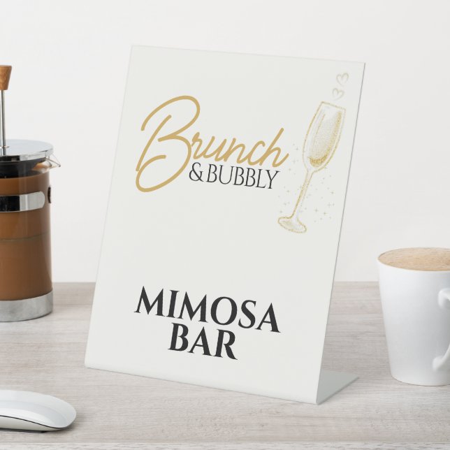 Elegant Gold Brunch & Bubbly Bridal Shower Sign Sockelschild (In SItu)