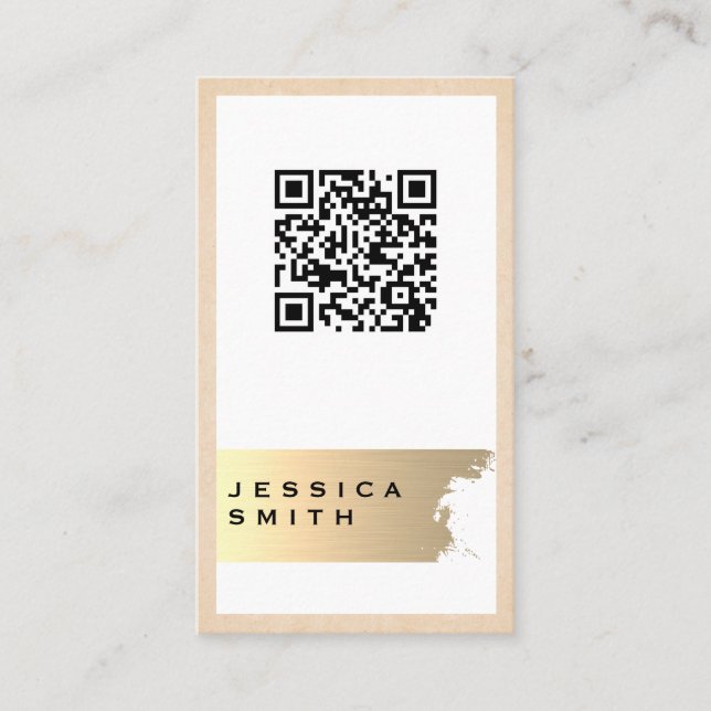 Elegant Gold Brushed | QR-Etikett Visitenkarte (Vorderseite)