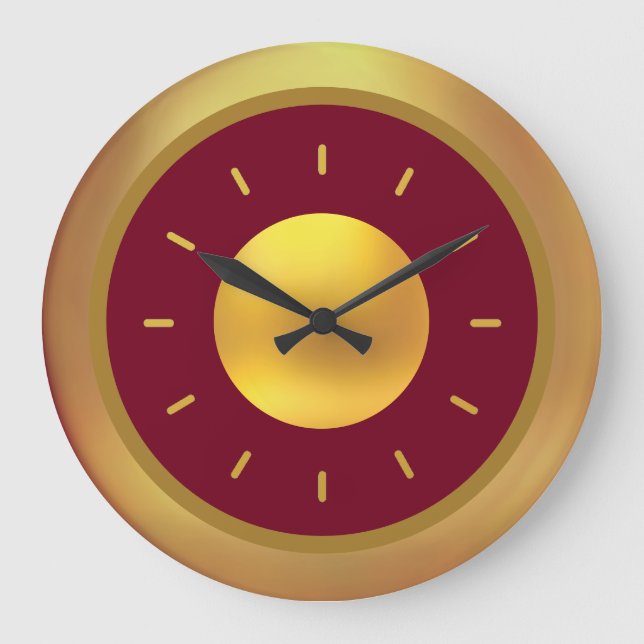Elegant Gold & Burgund Große Wanduhr (Vorderseite)