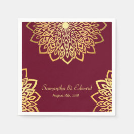 Elegant Gold Burgundy Wedding Serviette
