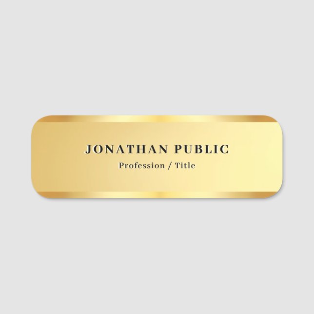 Elegant Gold Business Modern Simple Template Namensschild (Vorderseite)