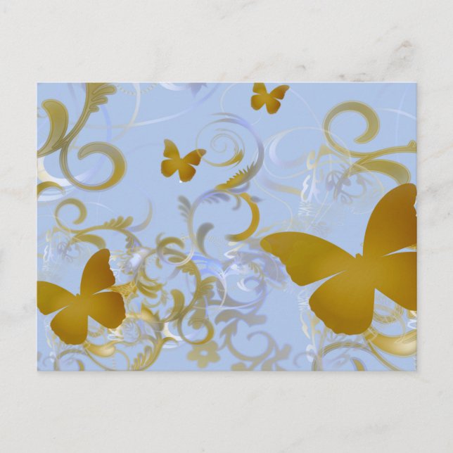 Elegant Gold Butterfets Postkarte (Vorderseite)