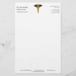 Elegant Gold Caduceus Black Wings Medical Classy Briefpapier