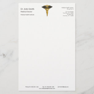 Elegant Gold Caduceus Black Wings Medical Classy Briefpapier