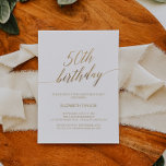 Elegant Gold Calligraphy 50. Geburtstag Einladung<br><div class="desc">Diese elegante Goldkalligraphie aus dem 50. Jahrhundert lädt zu einer einfachen Geburtstagsfeier ein. Das neutrale Design besticht durch eine minimalistische Karte,  die mit romantischen und skurrilen Imitaten mit Goldfolien-Typografie dekoriert ist. Bitte beachten Sie: Dieses Design enthält keine echte Goldfolie. Es ist eine hochwertige Grafik,  die wie Goldfolie aussieht.</div>