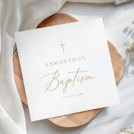 Elegant Gold Calligraphy Baptism Serviette