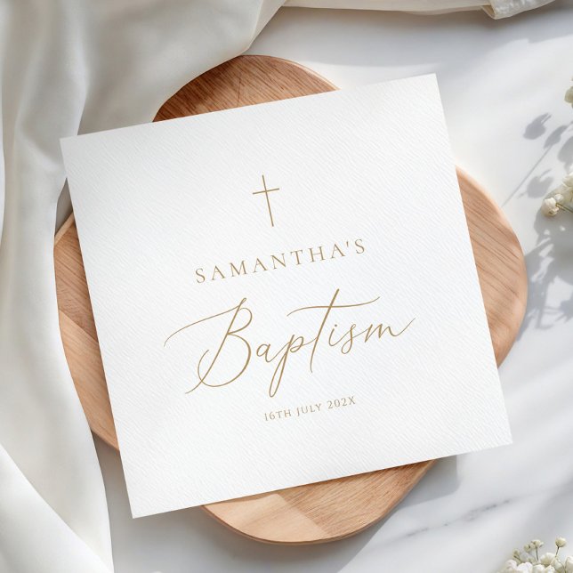 Elegant Gold Calligraphy Baptism Serviette (Von Creator hochgeladen)