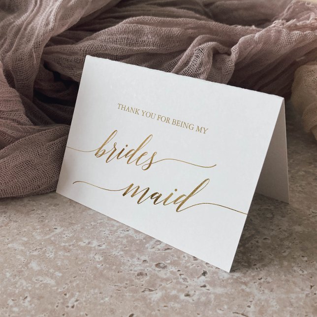 Elegant Gold Calligraphy Bridesmaid Dankeskarte (Von Creator hochgeladen)