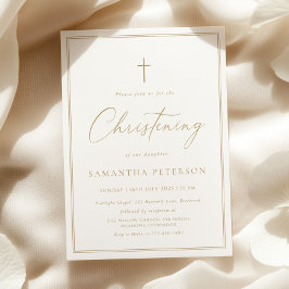 Elegant Gold Calligraphy Christening Einladung