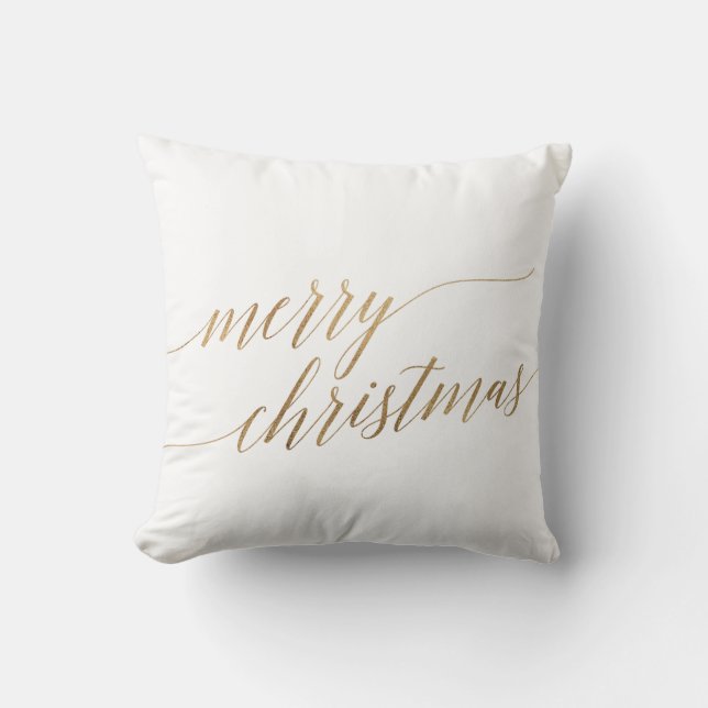 Elegant Gold Calligraphy Frohe Weihnachten Kissen (Vorderseite)