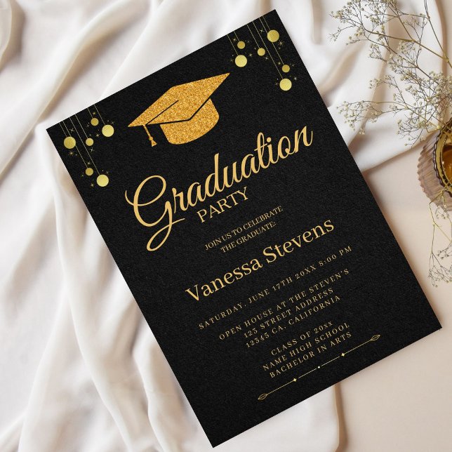 Elegant Gold Calligraphy Graduation Party Einladung (Von Creator hochgeladen)