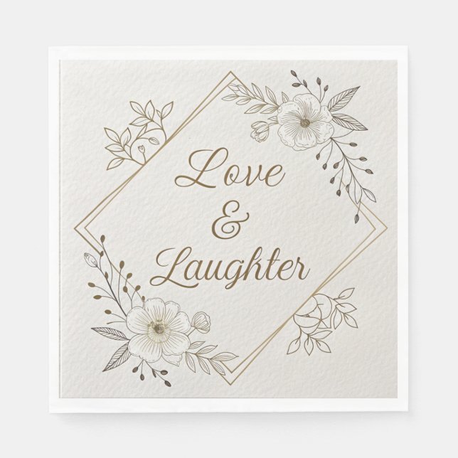 Elegant Gold Calligraphy “Love & Laughter”  Serviette (Vorderseite)