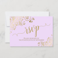 Elegant Gold Calligraphy on Lilac Purple Wedding