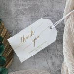 Elegant Gold Calligraphy Vielen Dank für Ihre Unte Geschenkanhänger<br><div class="desc">Diese elegante Goldkalligraphie danke Ihnen favorisierten Tags sind perfekt für ein Herbst-Brautparty. Das neutrale Design zeichnet sich durch ein minimalistisches Geschenketikett aus, das mit romantischen und skurrilen Imitaten mit Goldfolien-Typografie dekoriert ist. Personalisieren Sie diese Gunstmarken mit dem Namen des Ehrengast, der Veranstaltung und dem Veranstaltungsdatum. Bitte beachten Sie: Dieses Design...</div>