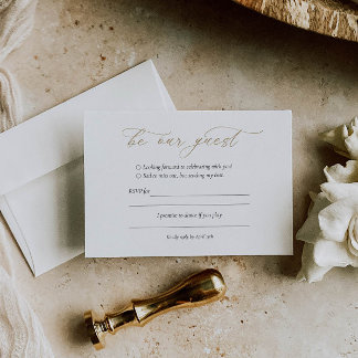 Elégant Gold Calligraphy Wedding Carte RSVP