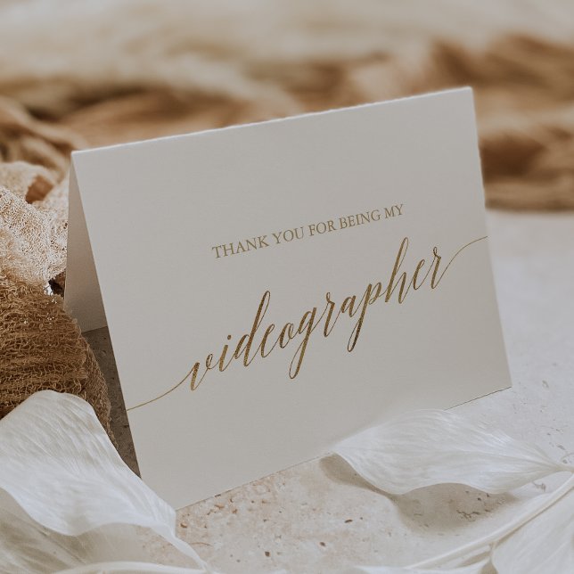 Elegant Gold Calligraphy Wedding Videographer Dankeskarte (Von Creator hochgeladen)