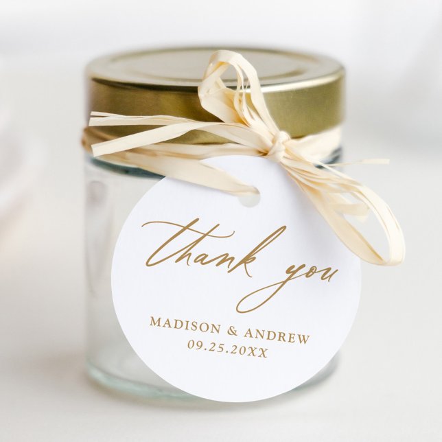 Elegant Gold Calligraphy Wedding Vielen Dank Geschenkanhänger (Von Creator hochgeladen)