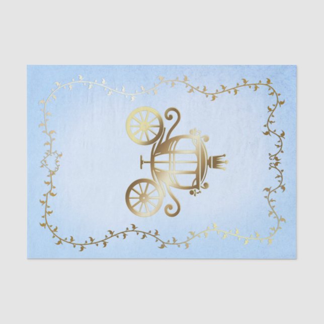 Elegant Gold Carriage Blue Storybook Royal Seidenpapier (Vorderseite)