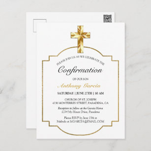 Elegant Gold Catholic Bestätigung Einladung Postkarte