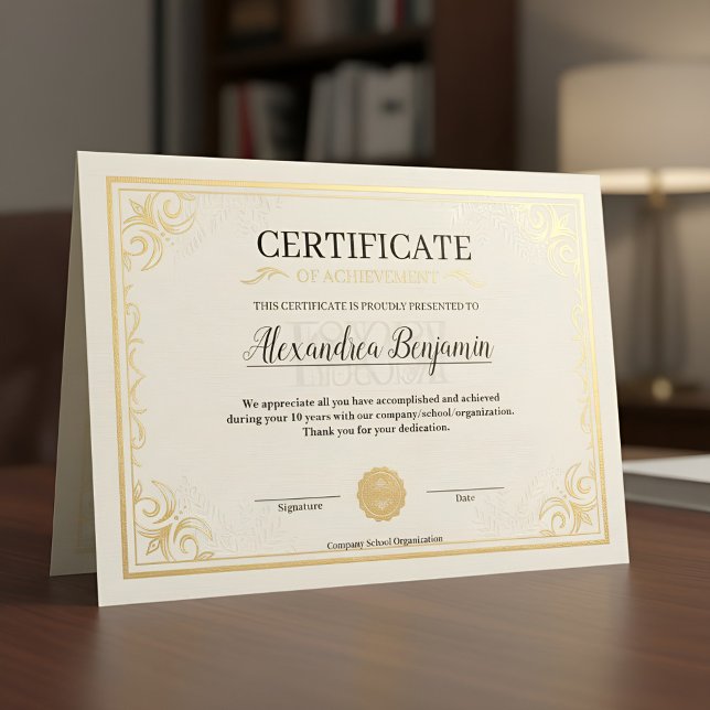 Elegant Gold Certificate of Achievement Template Poster (Von Creator hochgeladen)