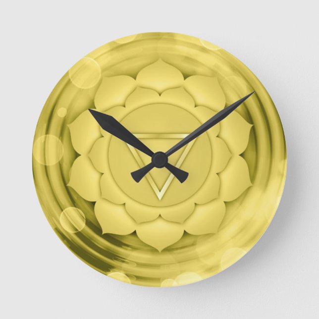 Elegant Gold Chakra Zen Yoga Geistliche Meditation Runde Wanduhr (Vorderseite)