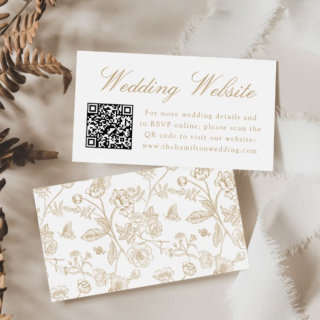Elegant Gold Chinoiserie Wedding Website QR Code Begleitkarte (Von Creator hochgeladen)