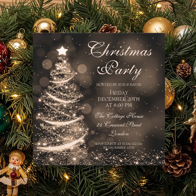 Elegant Gold Christmas Party Sparkle Einladung (Elegant Gold Christmas Party Sparkle Invitation)