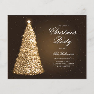Élégant Gold Christmas Tree Invitation Menu Progra