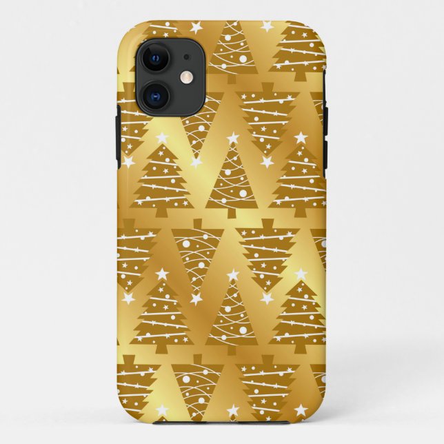 Elegant Gold Christmas Tree iPhone Case (Rückseite)