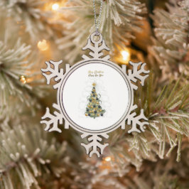 Elegant Gold Christmas tree  snow flakes ornament 